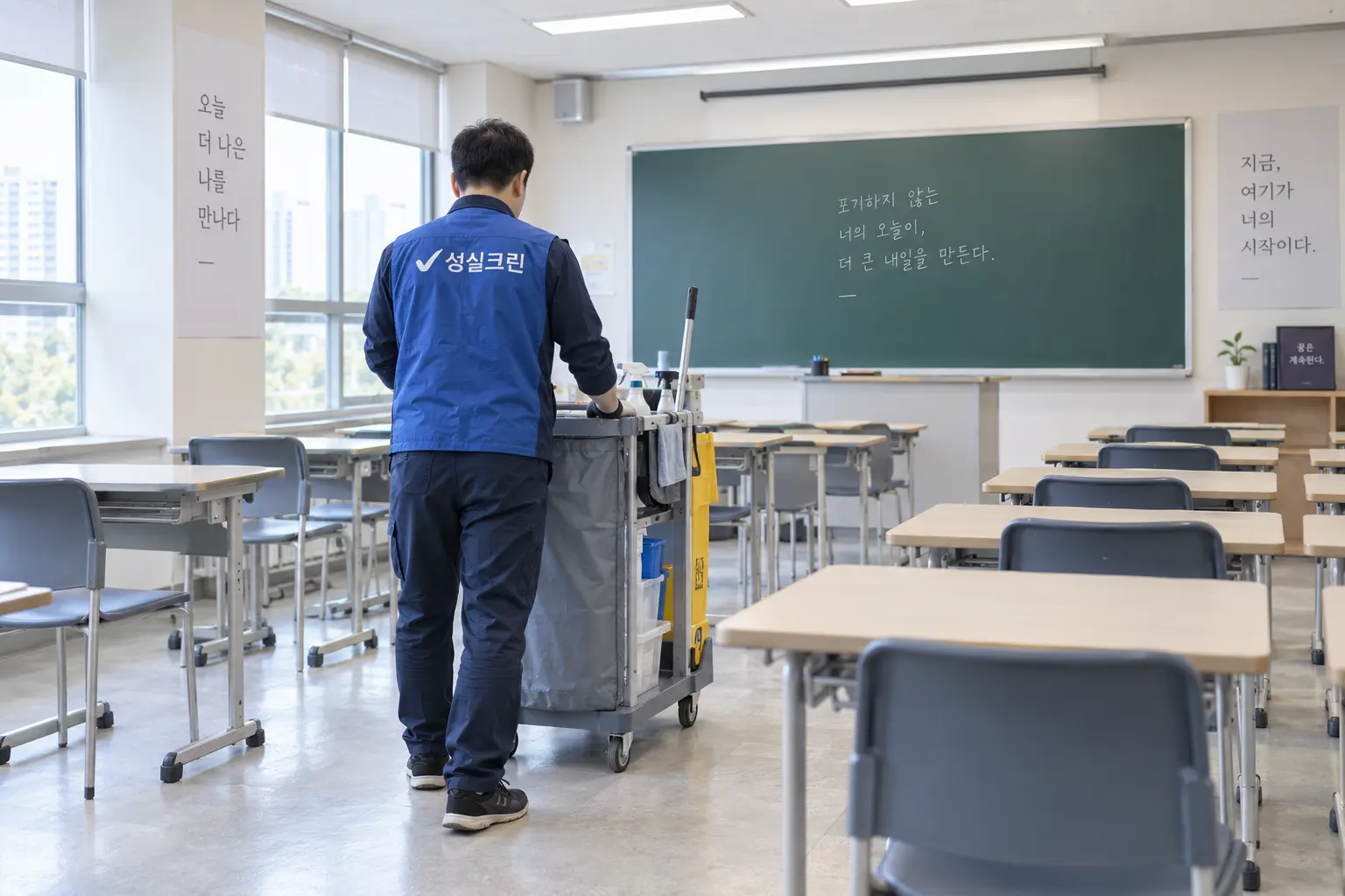 도봉구 학원청소 성실크린 전문 작업자