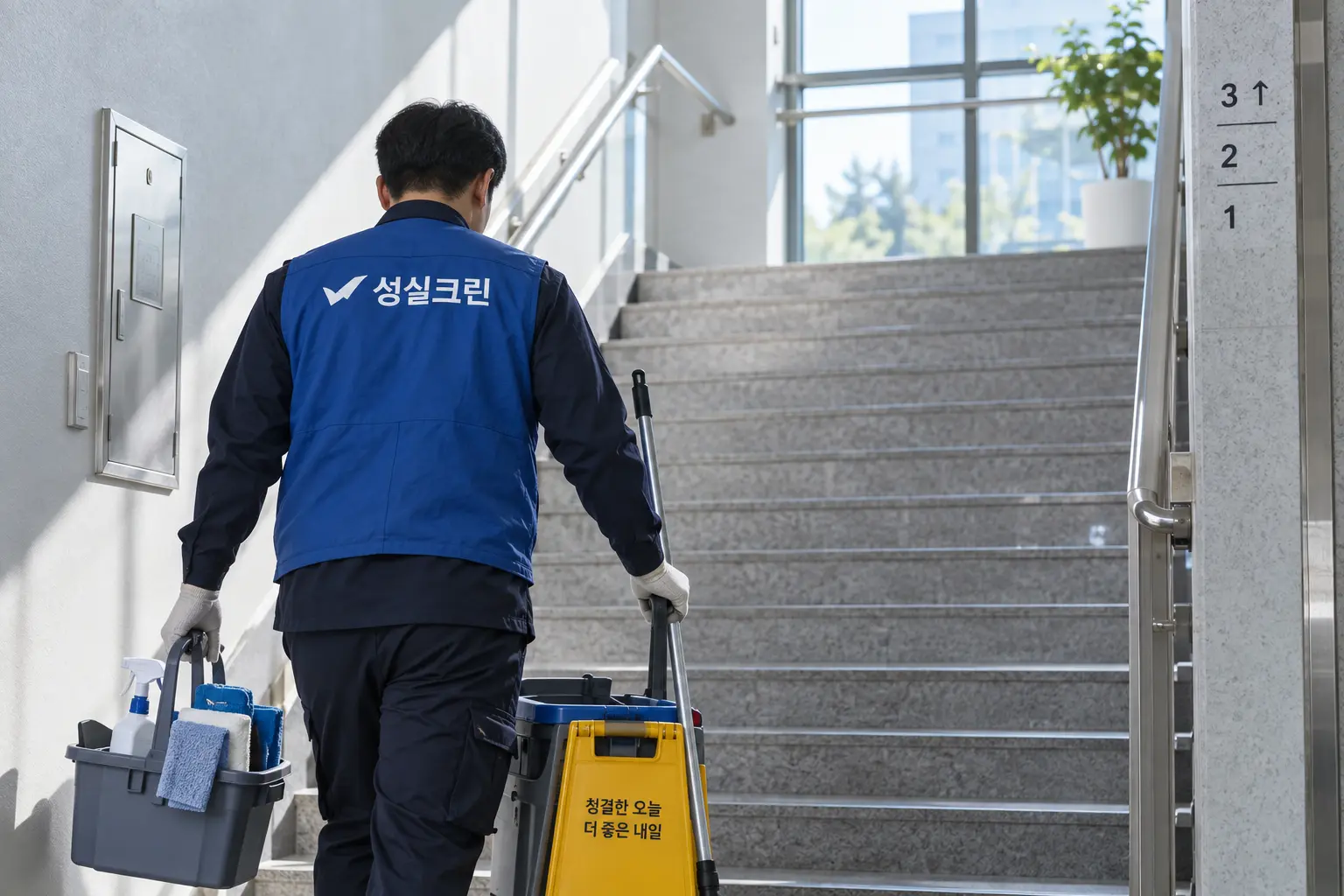 파주 계단청소 성실크린 전문 작업자